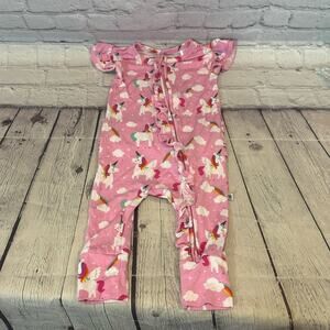 Little Bum Bums Unicorn Short Sleeve Bamboo Ruffle Romper